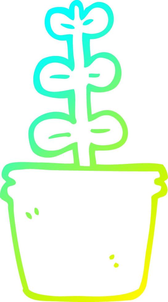 cold gradient line drawing cartoon house plant vector