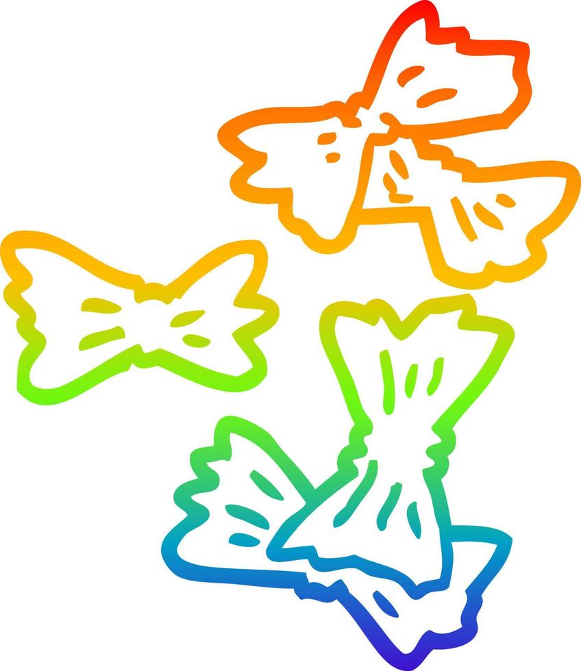 rainbow gradient line drawing cartoon pasta shapes vector