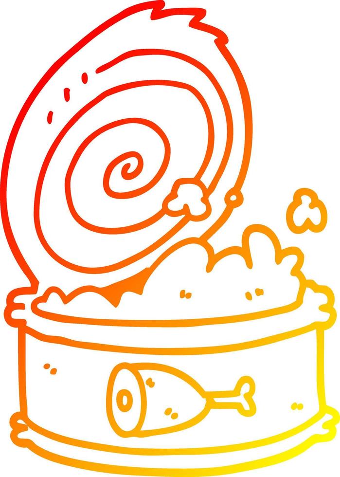línea de gradiente cálido dibujo dibujos animados comida enlatada vector