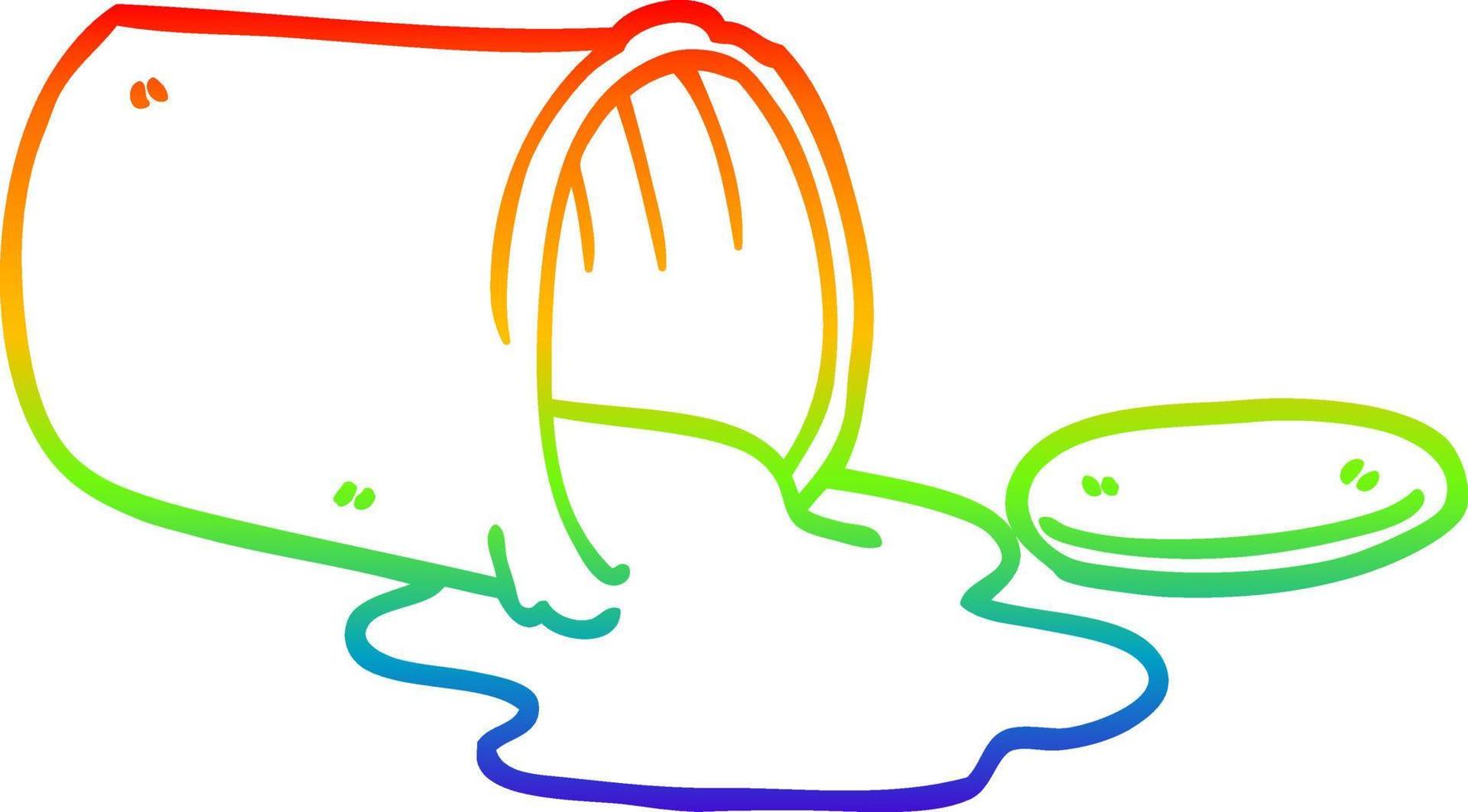 rainbow gradient line drawing cartoon spilt paint vector