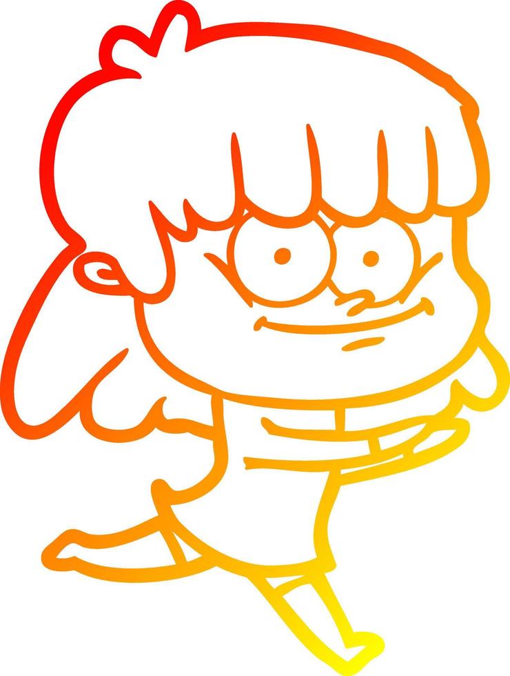 warm gradient line drawing cartoon smiling woman vector
