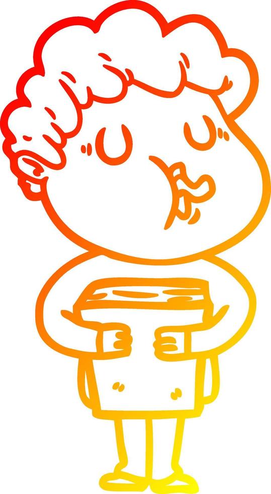 warm gradient line drawing cartoon man singing vector