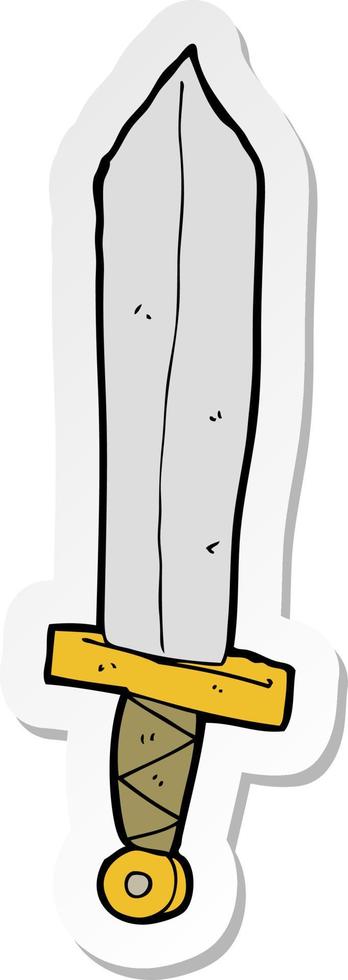 sticker of a cartoon sword vector