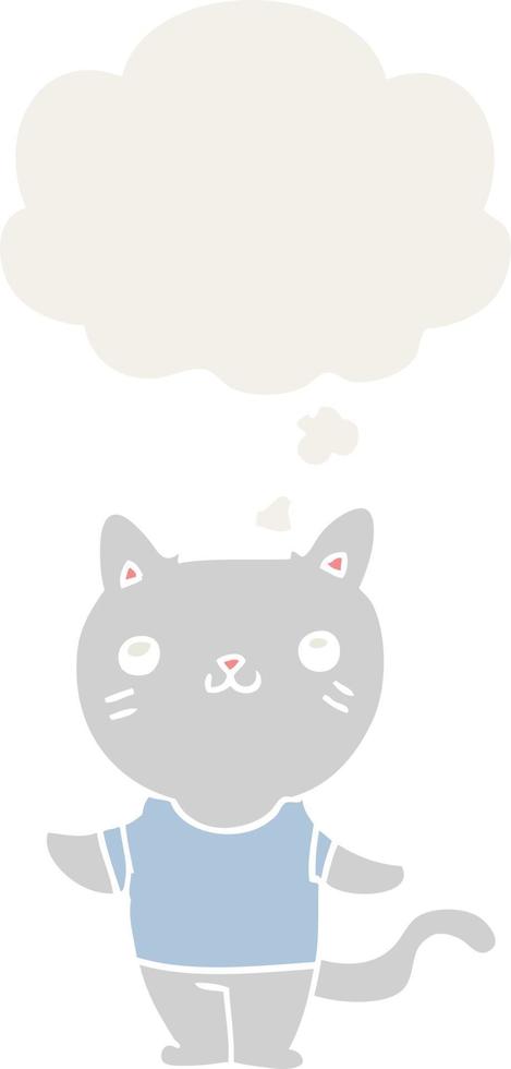 gato de dibujos animados y burbuja de pensamiento en estilo retro vector