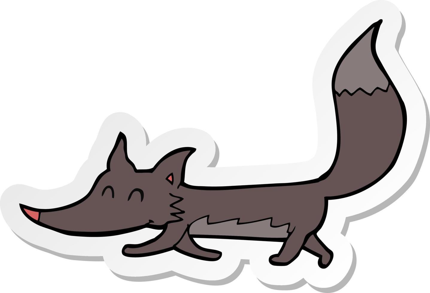 sticker of a cartoon little wolf vector