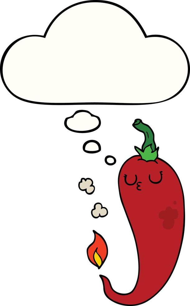 cartoon hot chili pepper and thought bubble vector