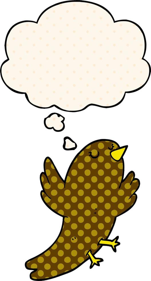 cartoon bird and thought bubble in comic book style vector