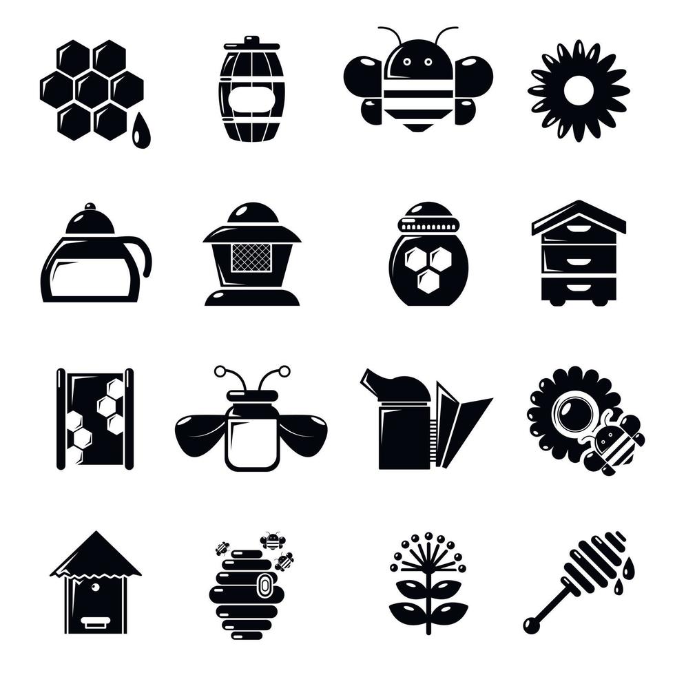 Apiary honey icons set, simple style vector