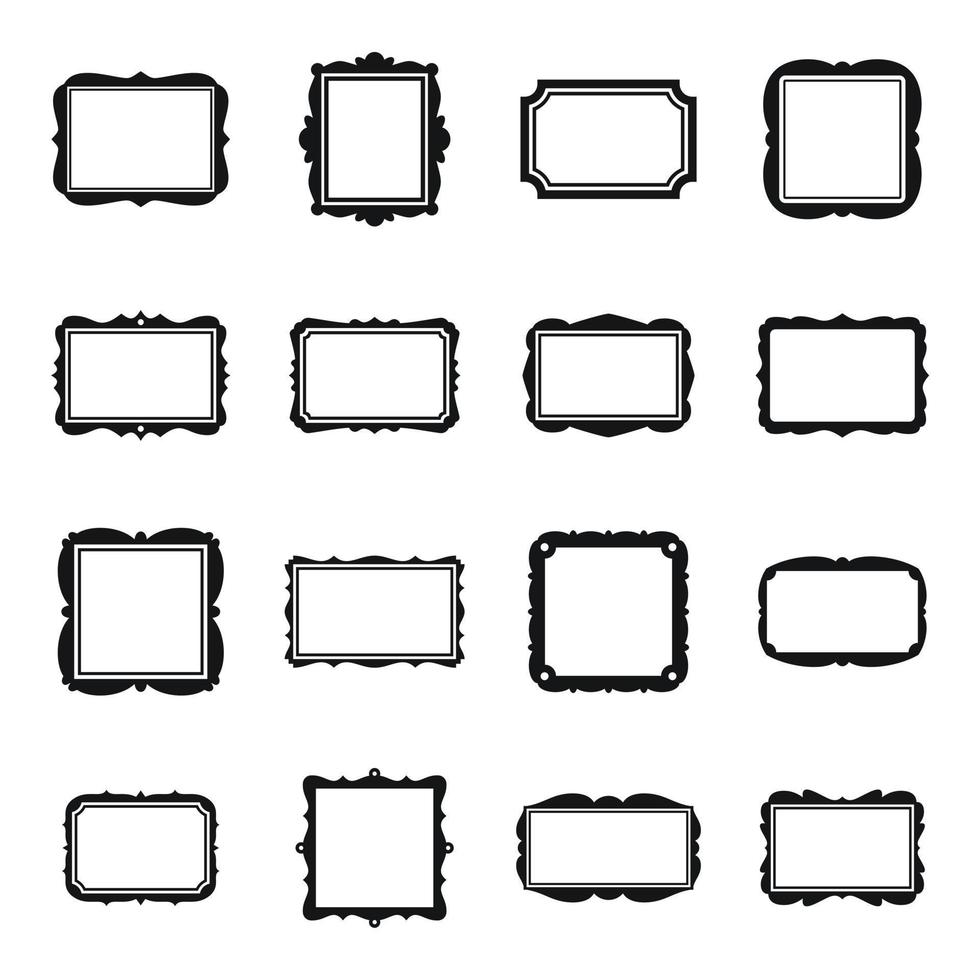 Photo Frame icons set simple vector. Picture ornate vector