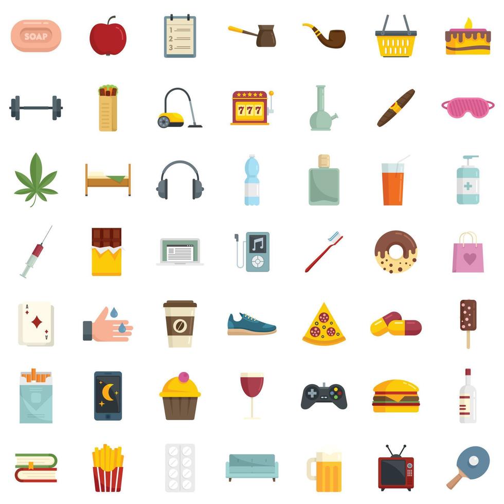 Habit icons set flat vector isolated