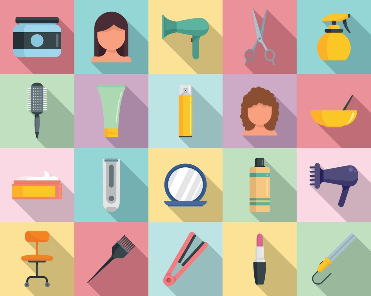 Stylist icons set, flat style vector
