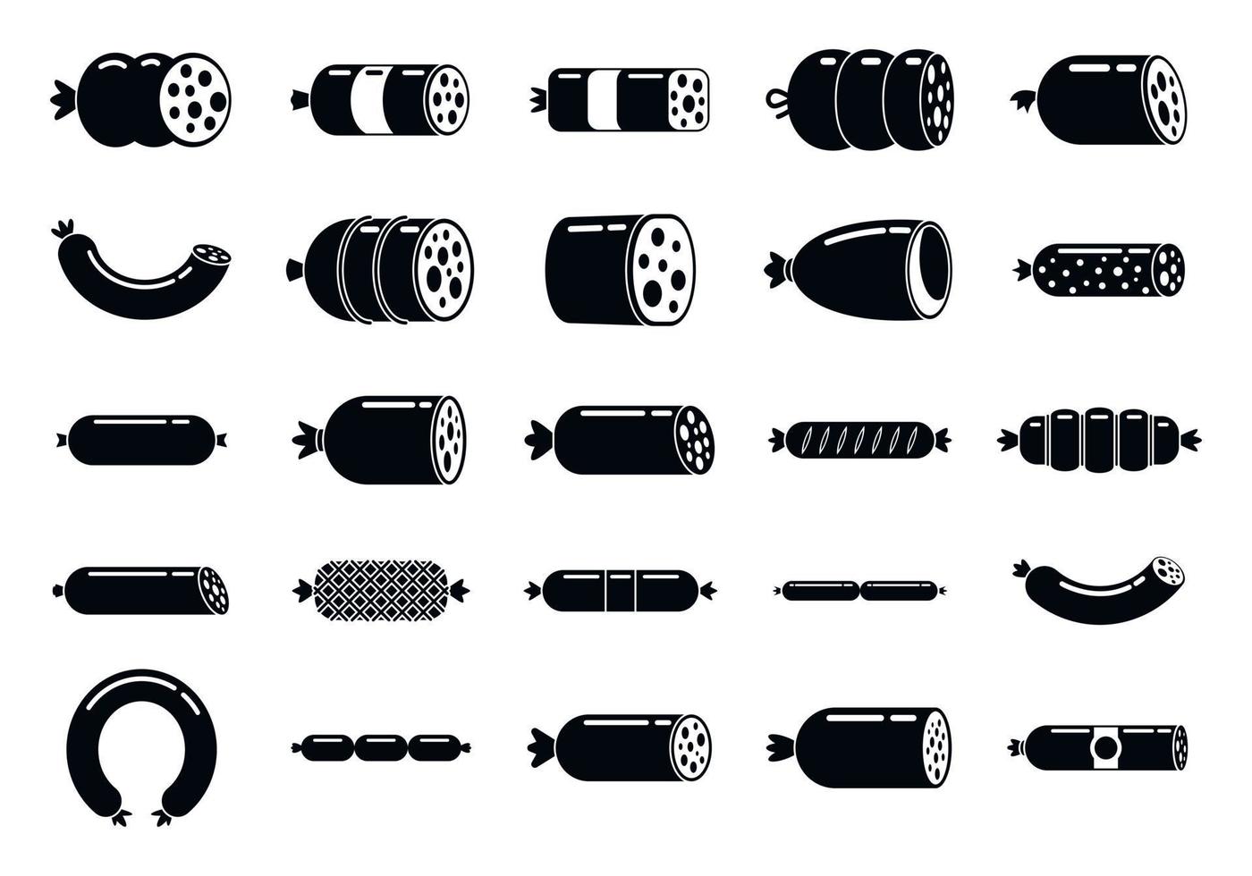 Sausage food icons set, simple style vector