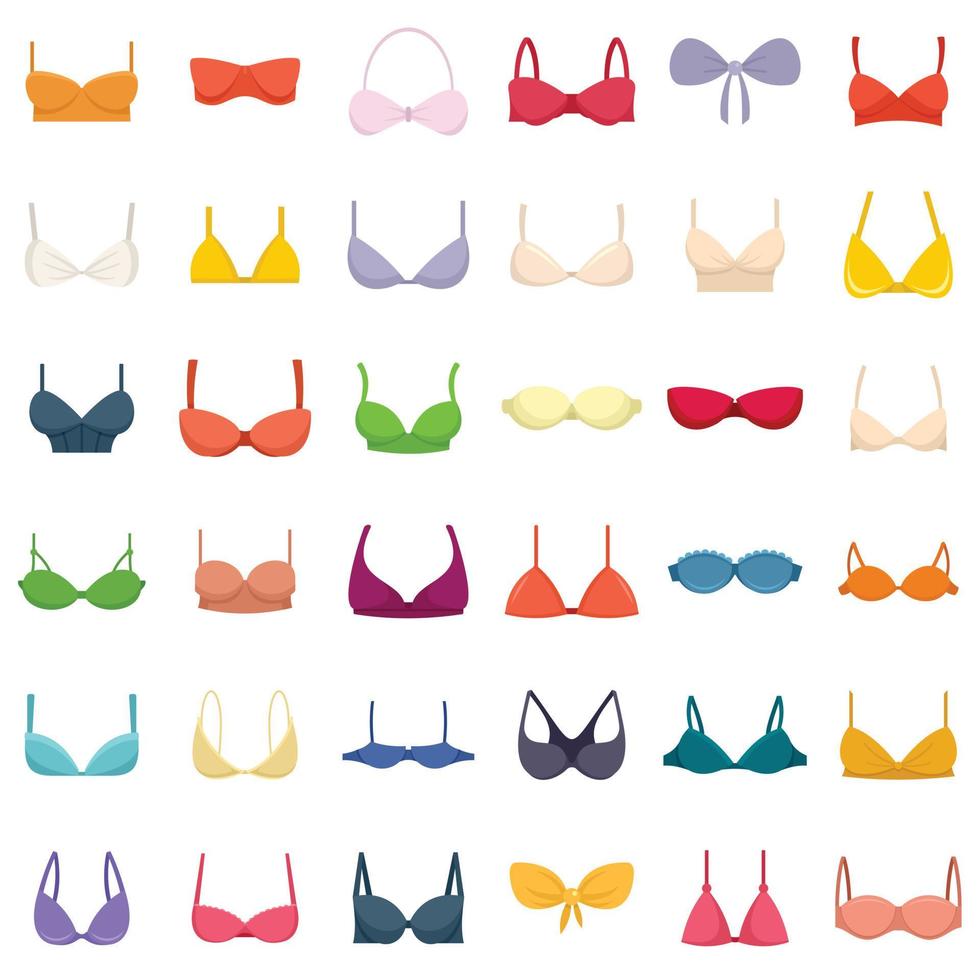 Bra icons set flat vector isolated