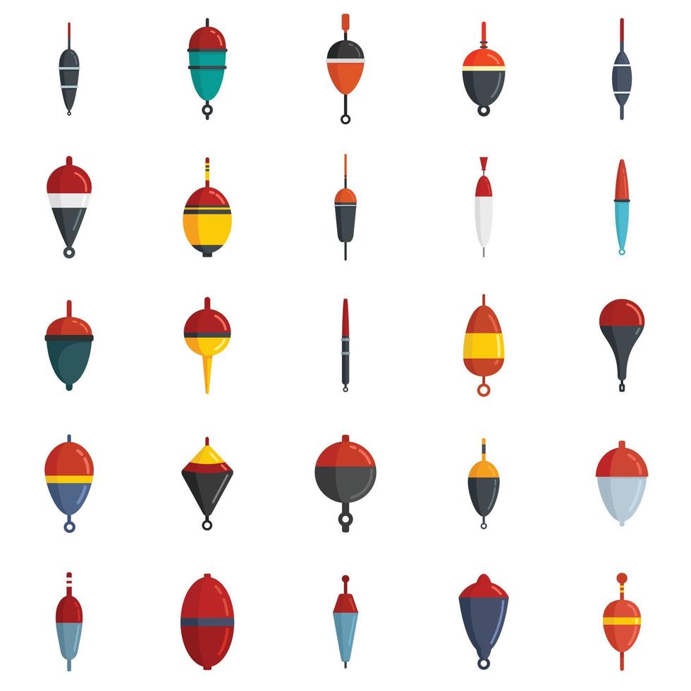 Bobber icons set flat vector isolated