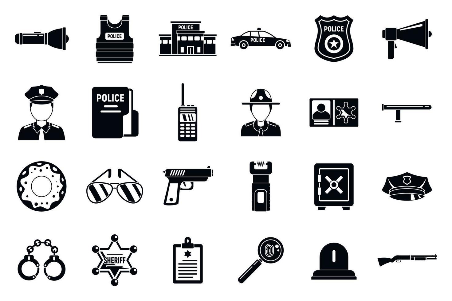 Police station security icons set, simple style vector