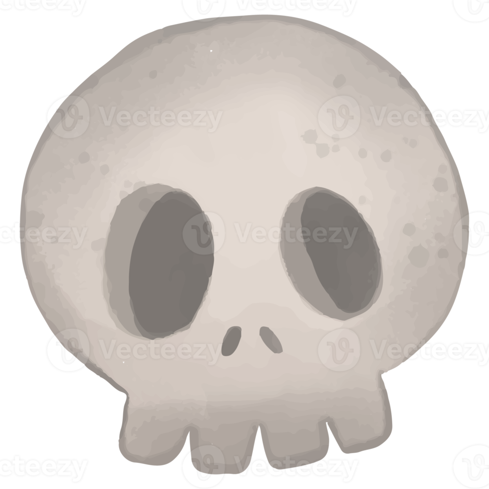 Totenkopf-Aquarell-Clipart, handgemalter Halloween-Tag png