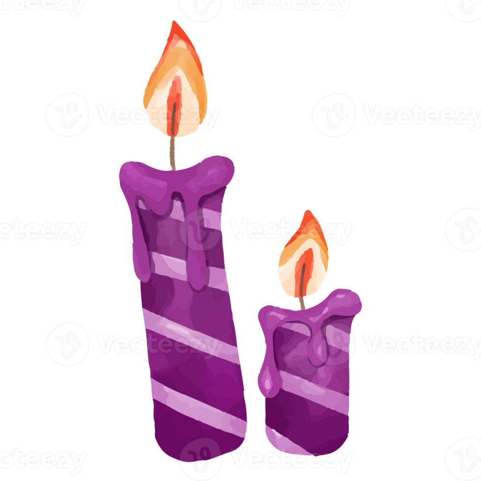 clipart de acuarela de velas, día de halloween pintado a mano png