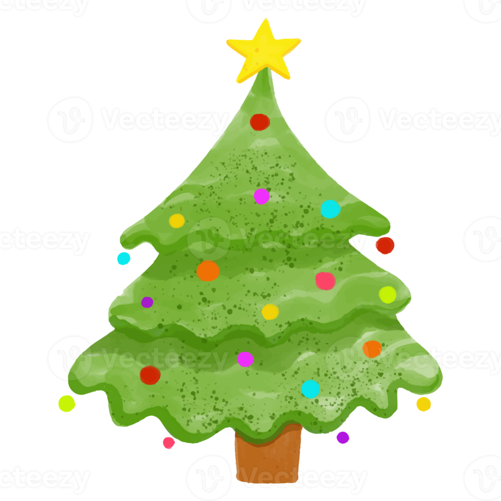 akvarell julgran, handmålad juldekoration png