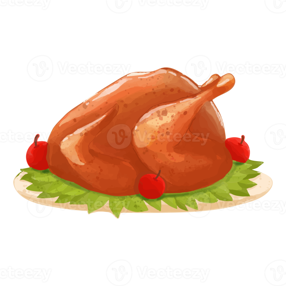 tacchino arrosto ad acquerello, clipart di decorazione dipinta a mano png