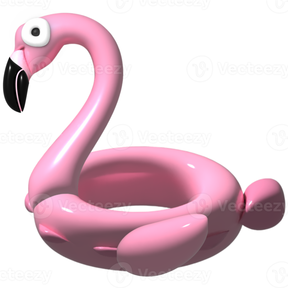 círculo de borracha de natação flamingo rosa, renderização 3d png