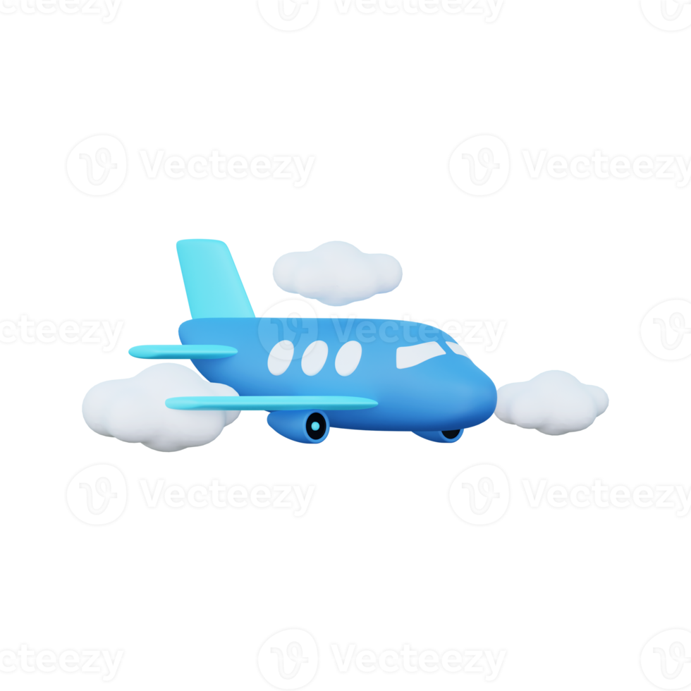 3D-Flugzeug mit Wolken png