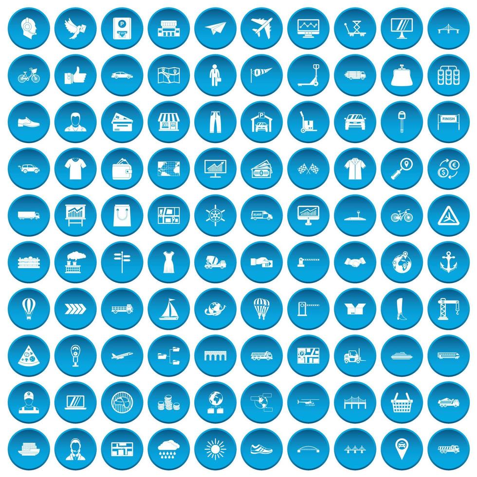 100 logistic and delivery icons set blue vector