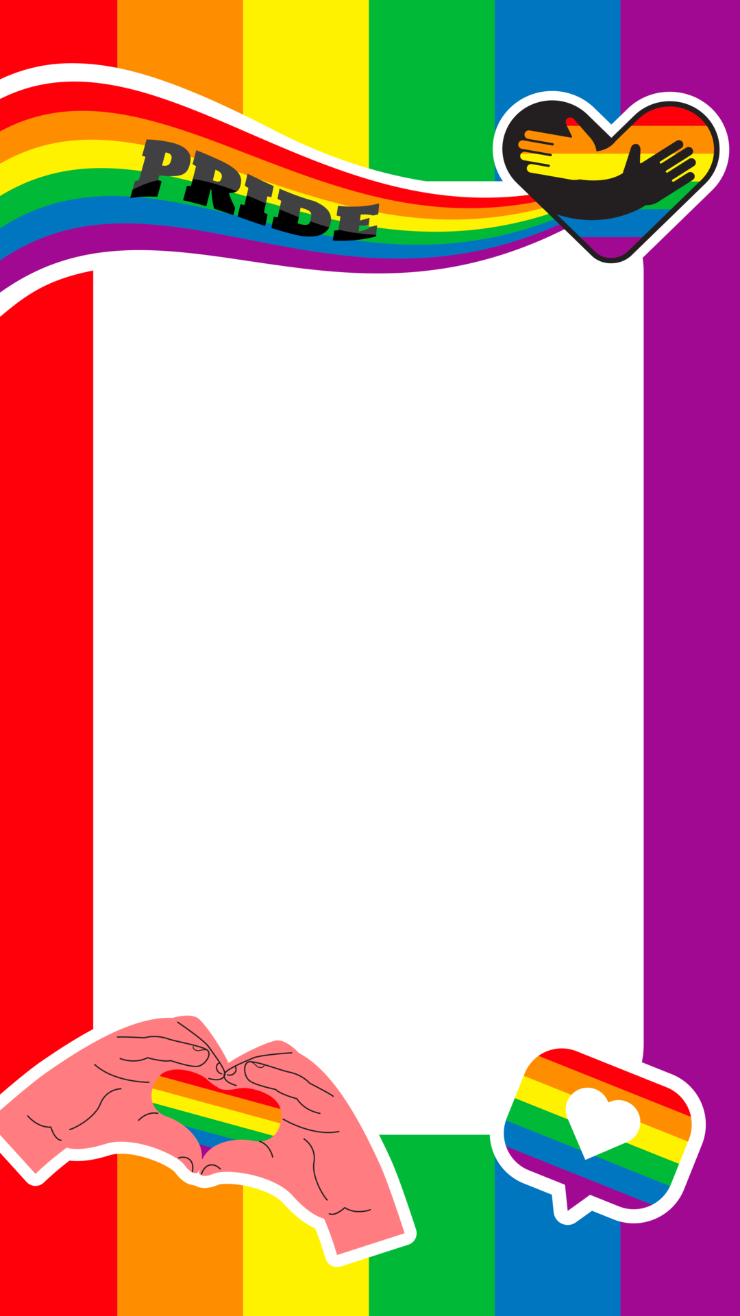 berättelser om pride frame. hbt-symboler. kärlek, hjärta, flagga i