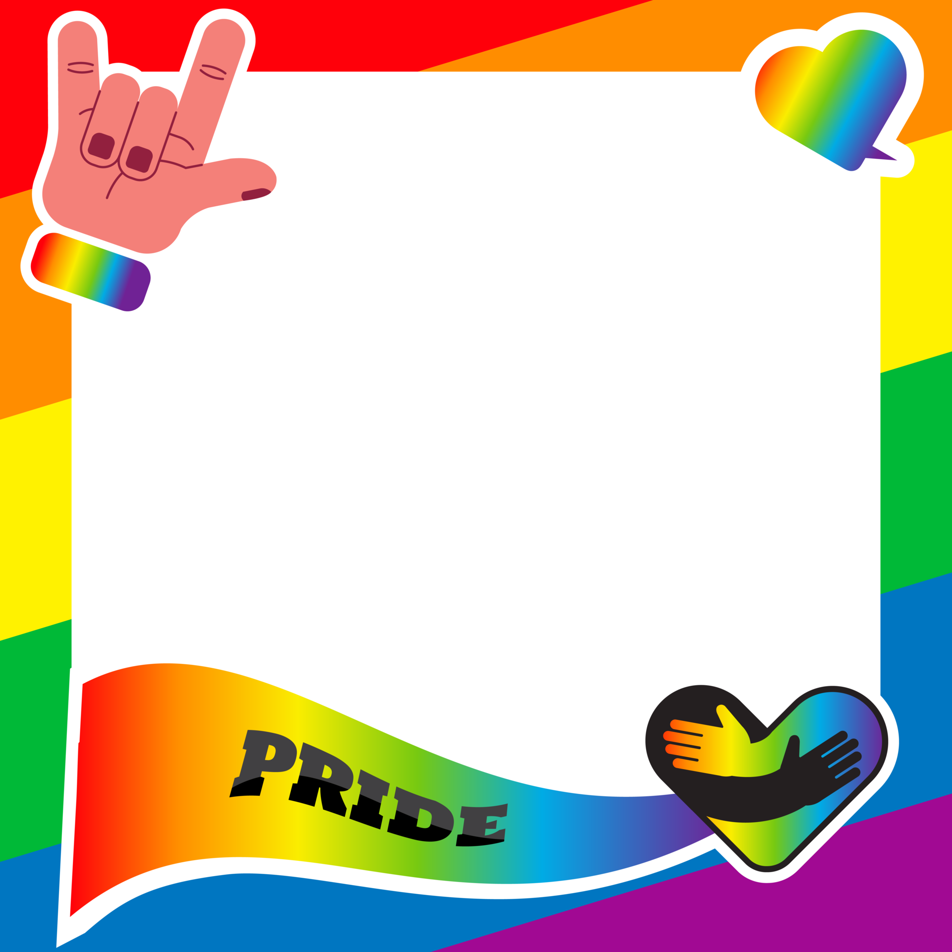cadre de fierté. symboles lgbt. amour, cœur, drapeau aux couleurs de l