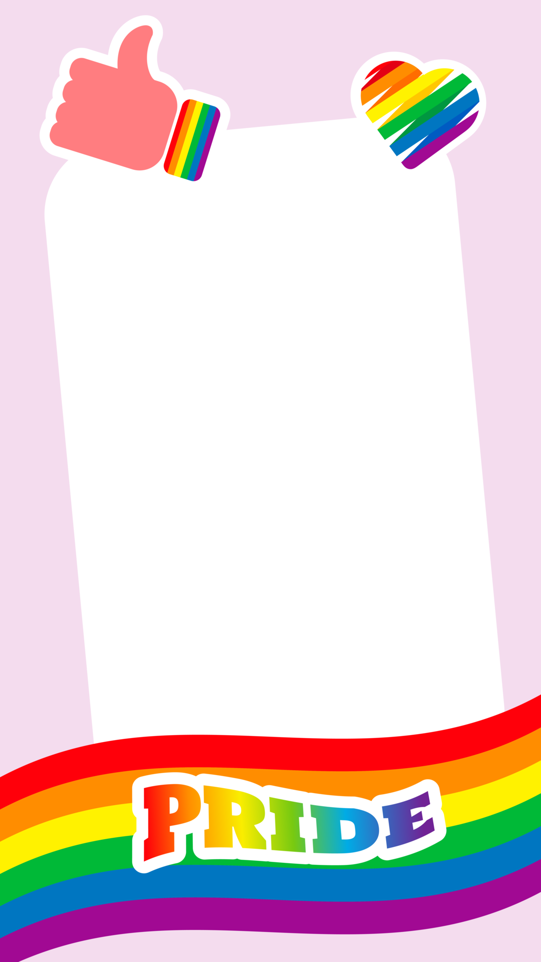 Pride frame stories. LGBT symbols. Love, heart, flag in rainbow colours