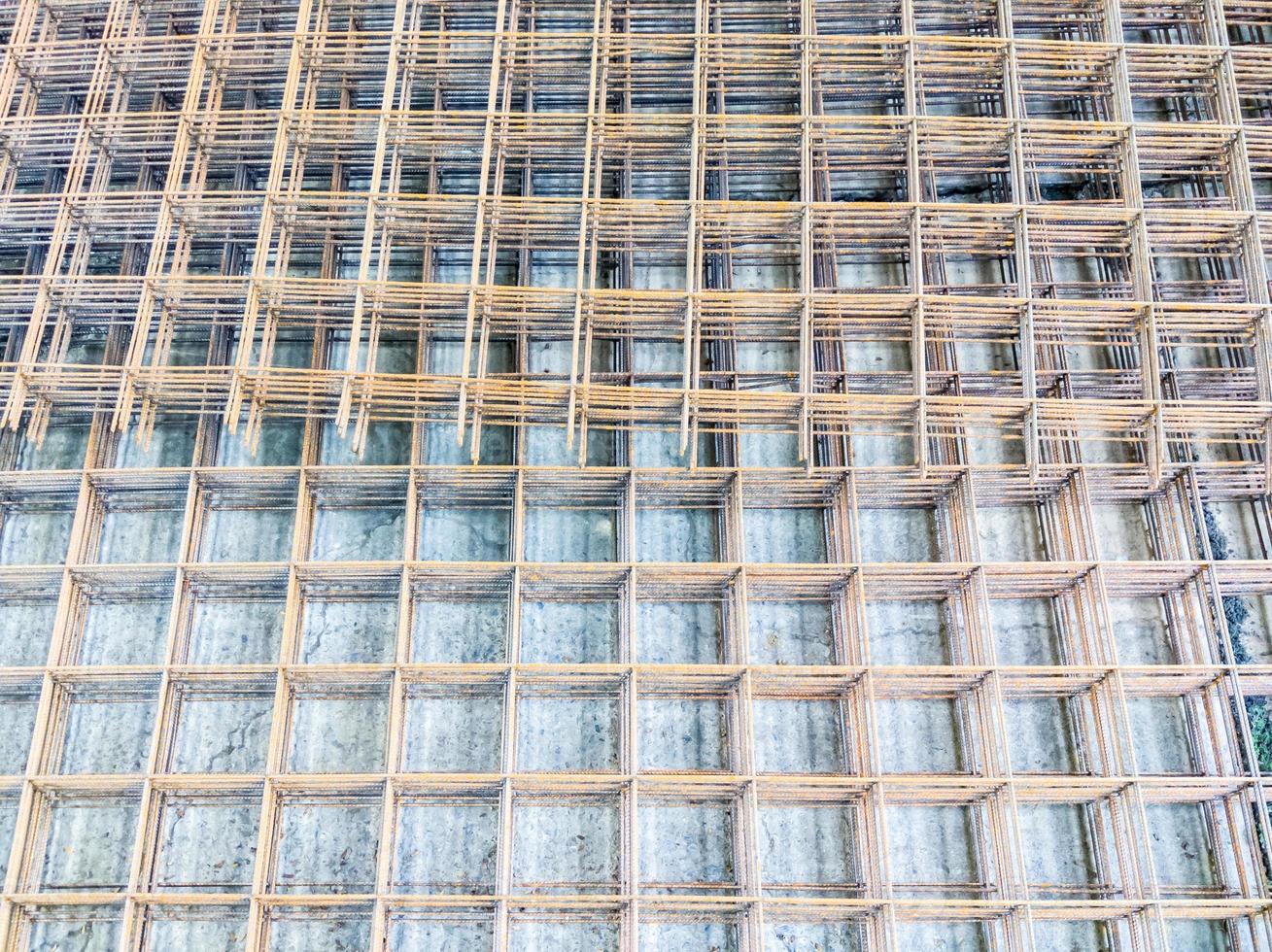 Closeup of the  reinforcement steel mat. photo