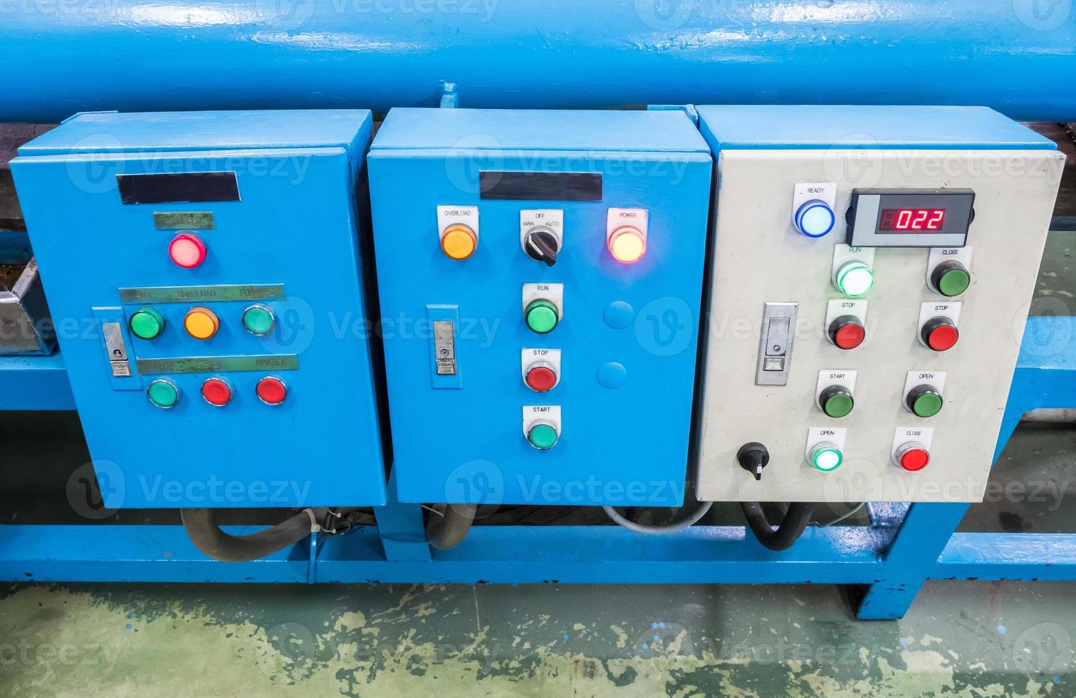 Electrical control panel with the switch button. photo