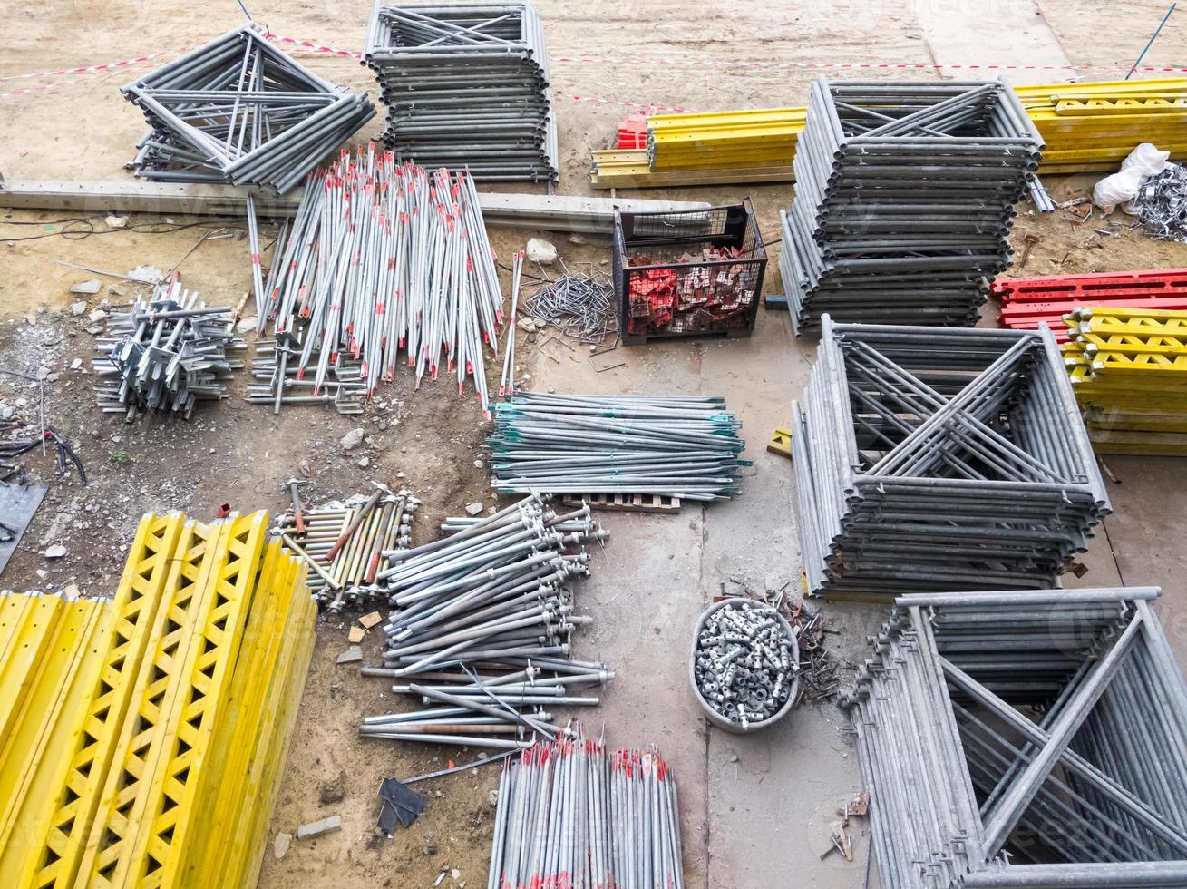 Group of the metal frame and equipment pile. photo