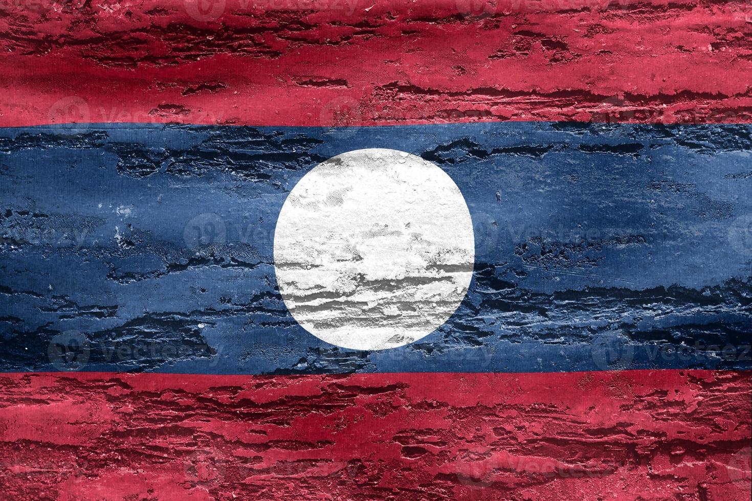 3D-Illustration of a Laos flag - realistic waving fabric flag photo