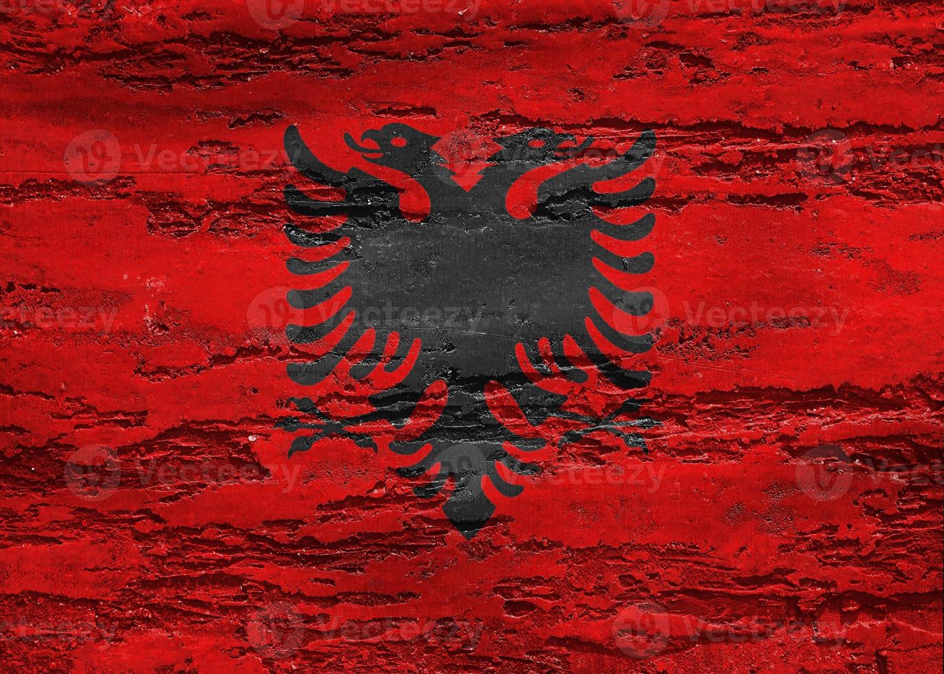 Albania flag - realistic waving fabric flag photo