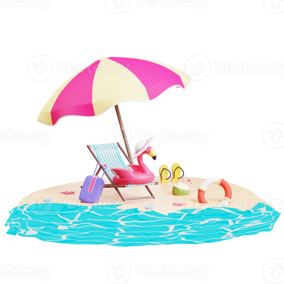 modelo de banner de venda de verão com ilustração 3d png