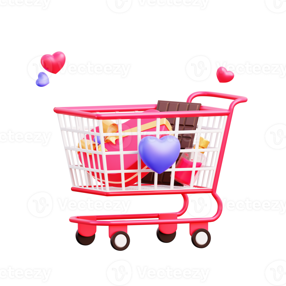 3d valentine cart love object png