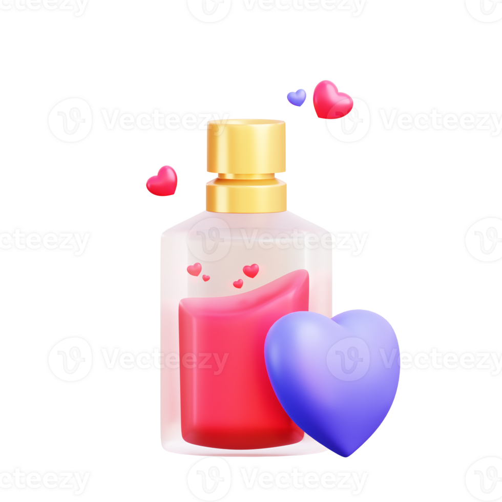 objet de parfum d'amour de la saint-valentin 3d png