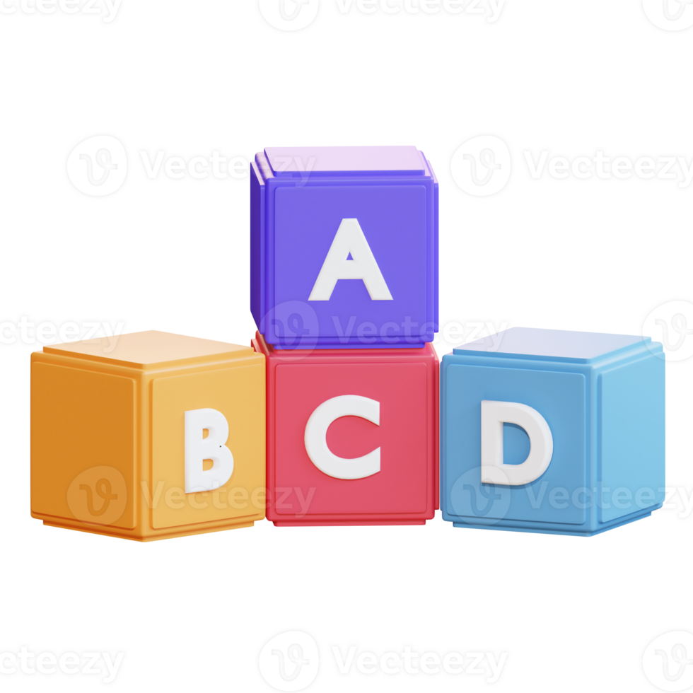 3d icon illustration alphabet blocks png