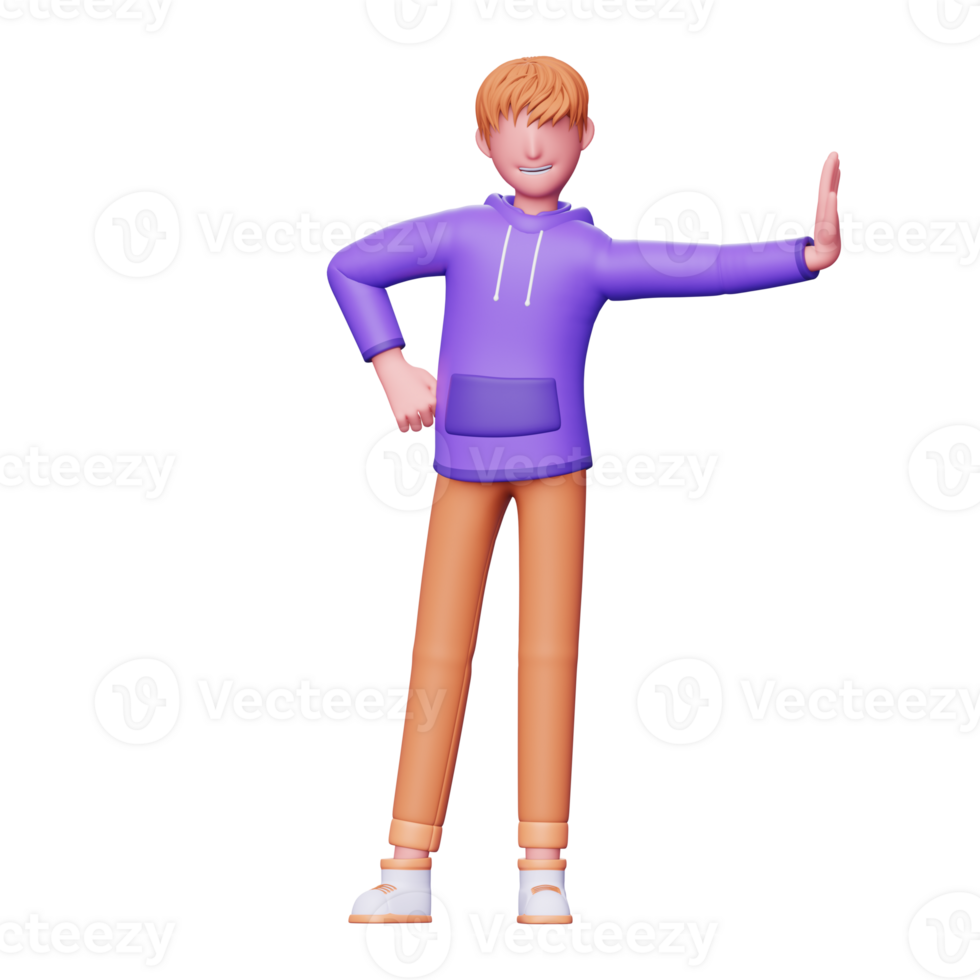 3d character young boy cool pose png