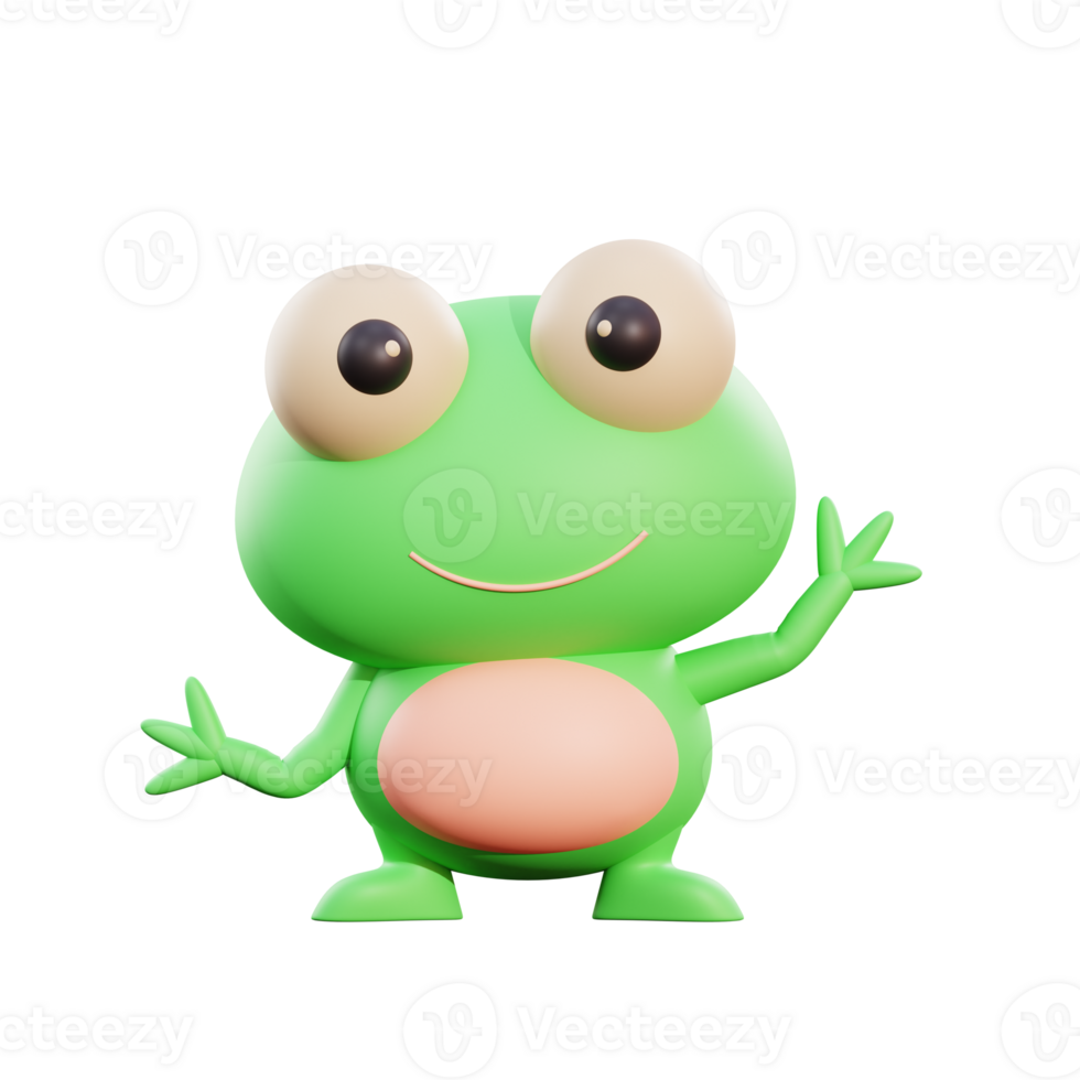 Cute frog 3d illustration png