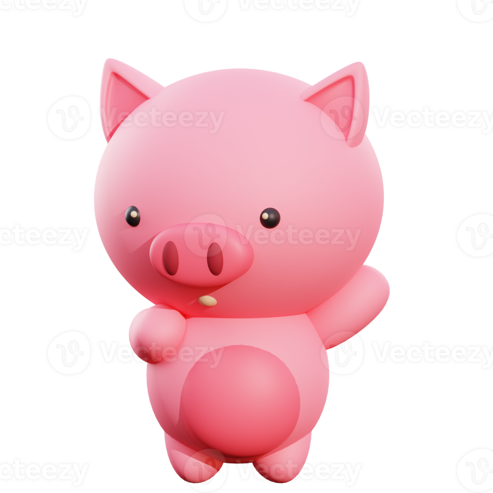 Cute pig 3d illustration png