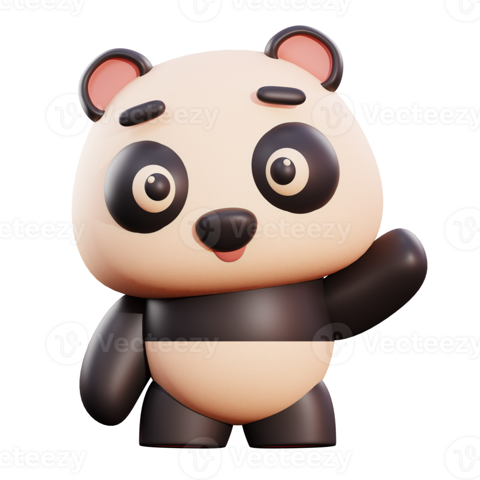 Cute panda 3d illustration png