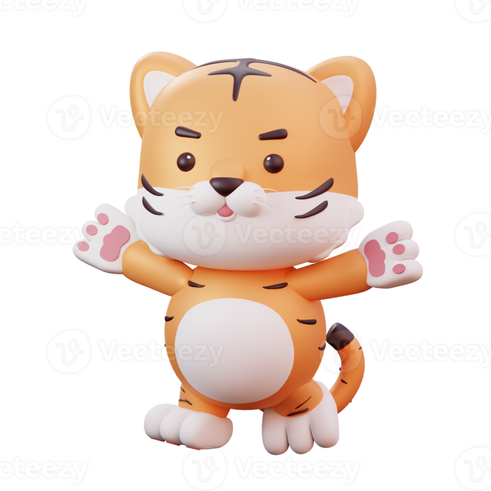 3d chinese new year mascot tiger with transparent background png