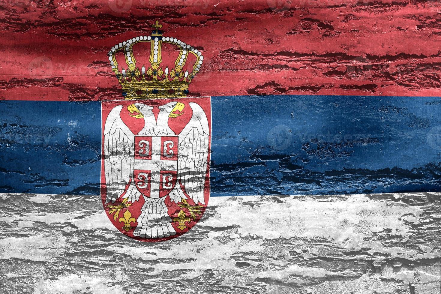 Ilustración 3d de una bandera serbia - bandera de tela ondeante realista foto