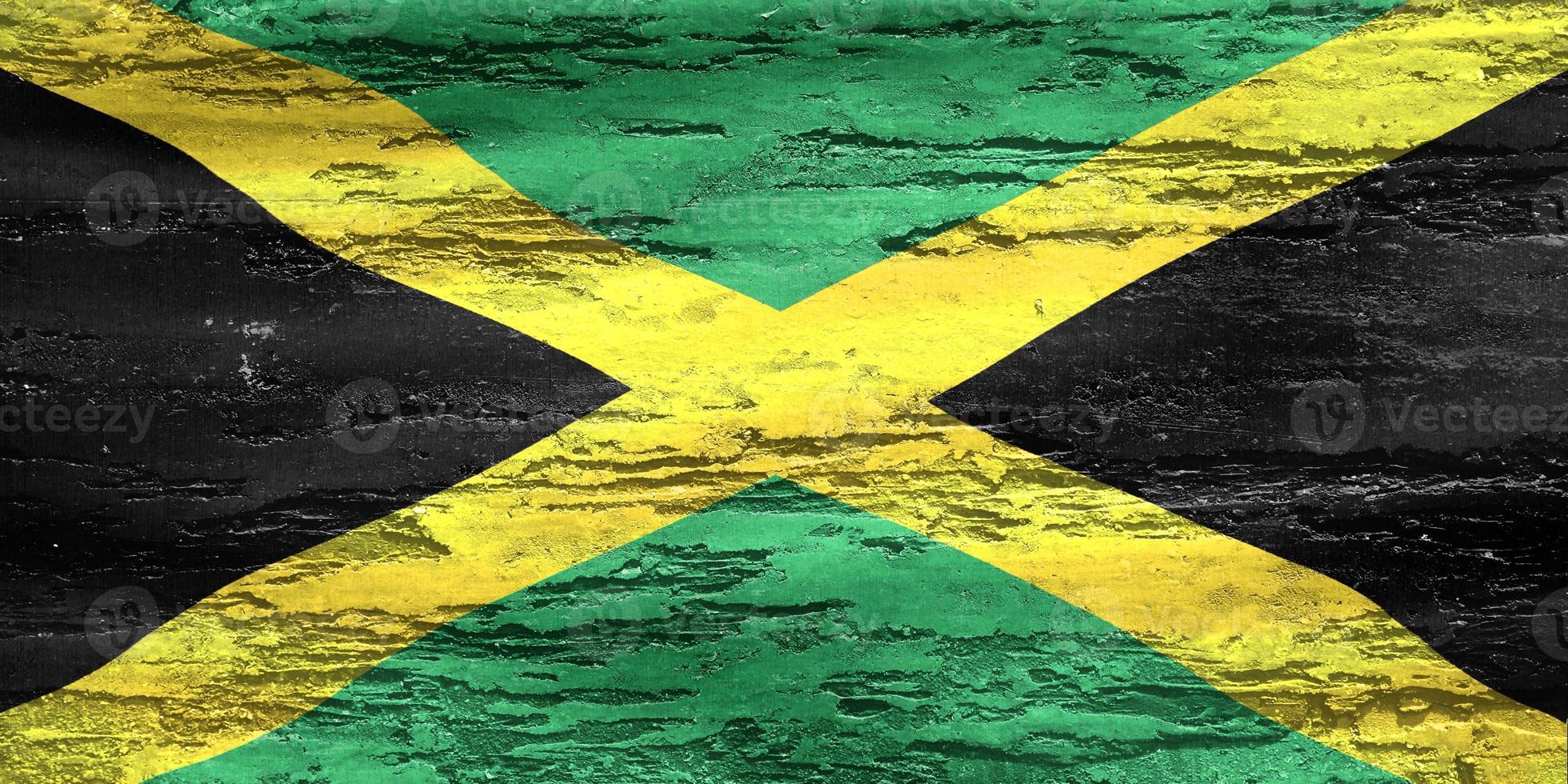 3D-Illustration of a Jamaica flag - realistic waving fabric flag photo