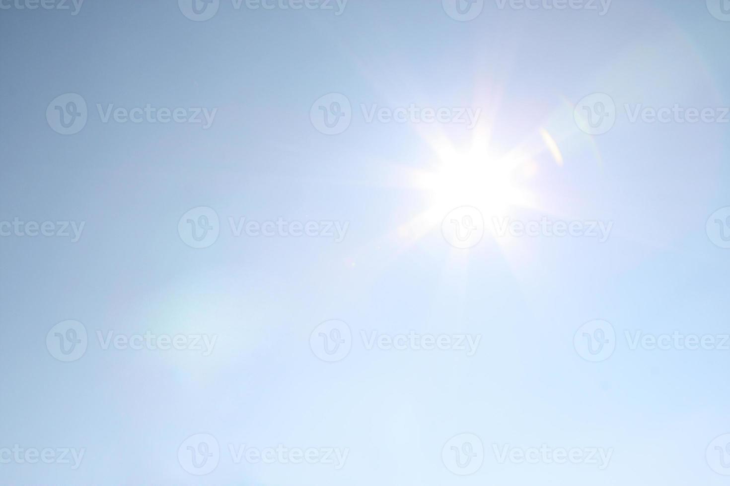 Blue sky during a sunny day with sunlight. photo