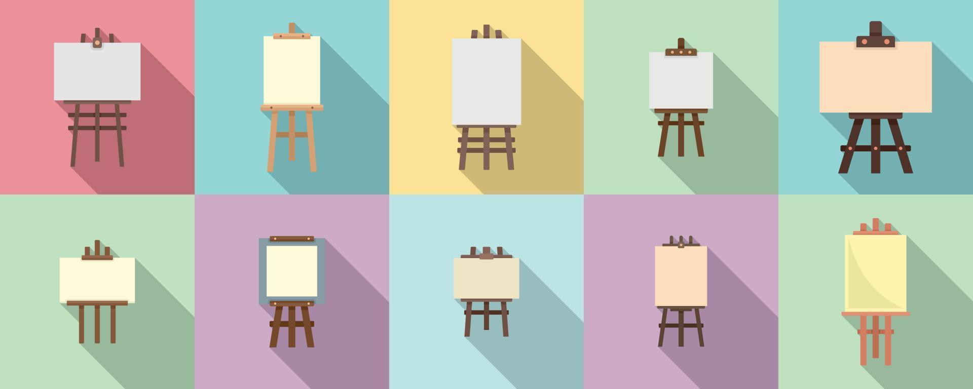 Easel icons set, flat style vector