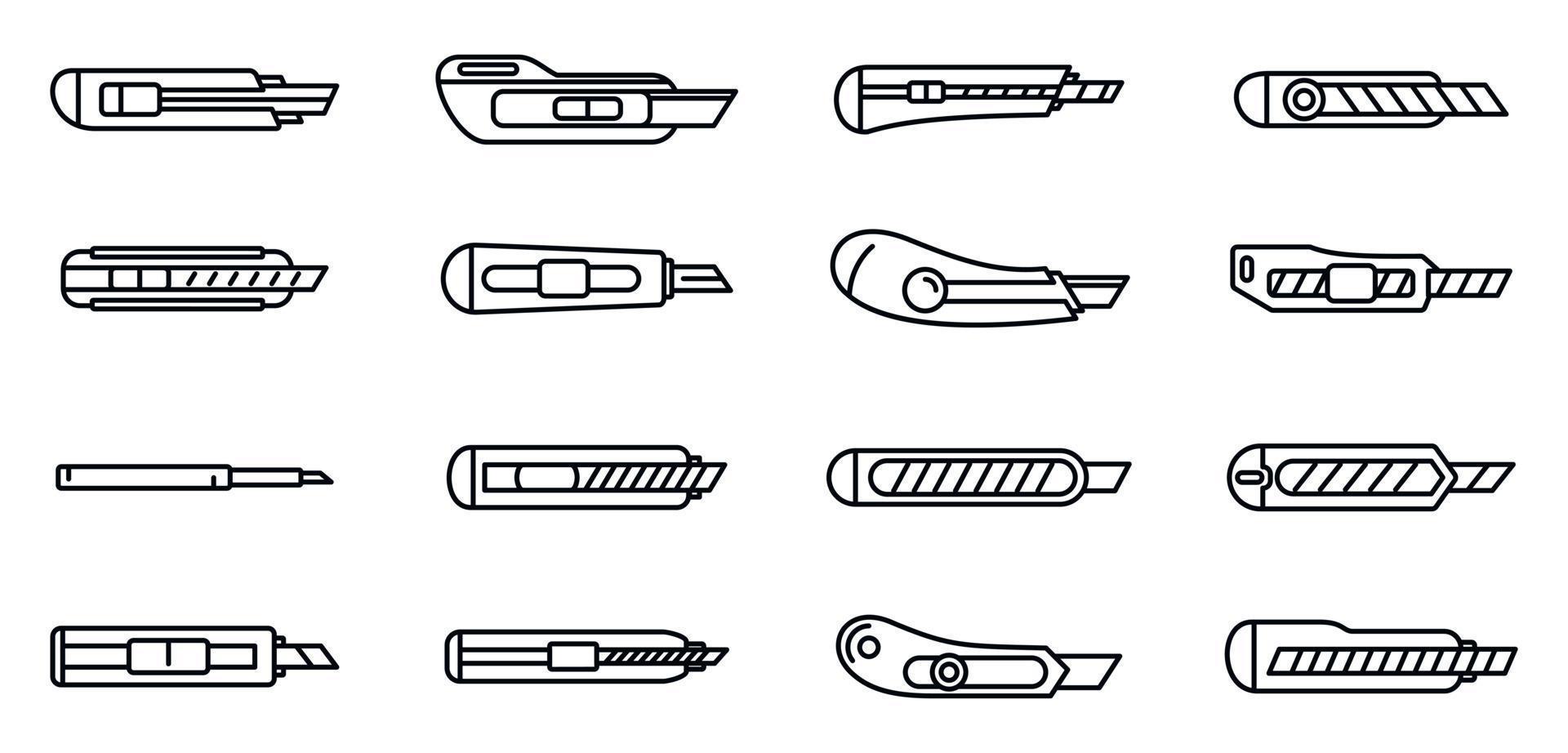 Home cutter icons set, outline style vector