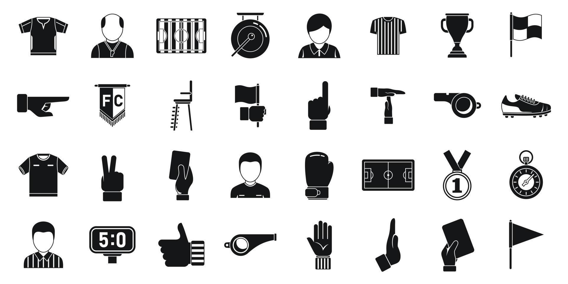 Soccer referee icons set simple vector. Football match vector