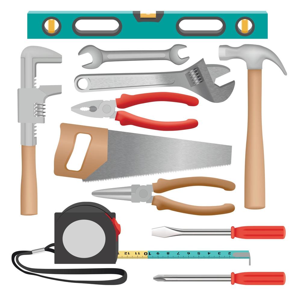 Hand tools mockup set, realistic style vector